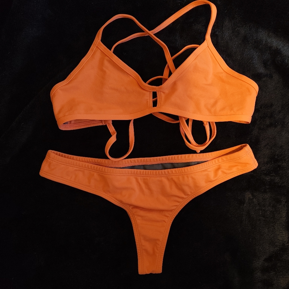 Jolyn Clothing Swim Nectarine Orange Bikini Vent Top Duke Bottoms